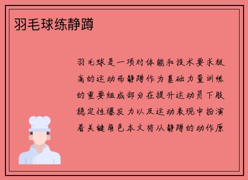 羽毛球练静蹲